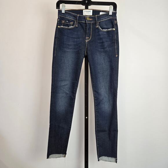 Frame Denim Denim - Frame Le Skinny de Jeane Denim Jeans Women's Edgeware‎ Dark Wash Raw Hem 25